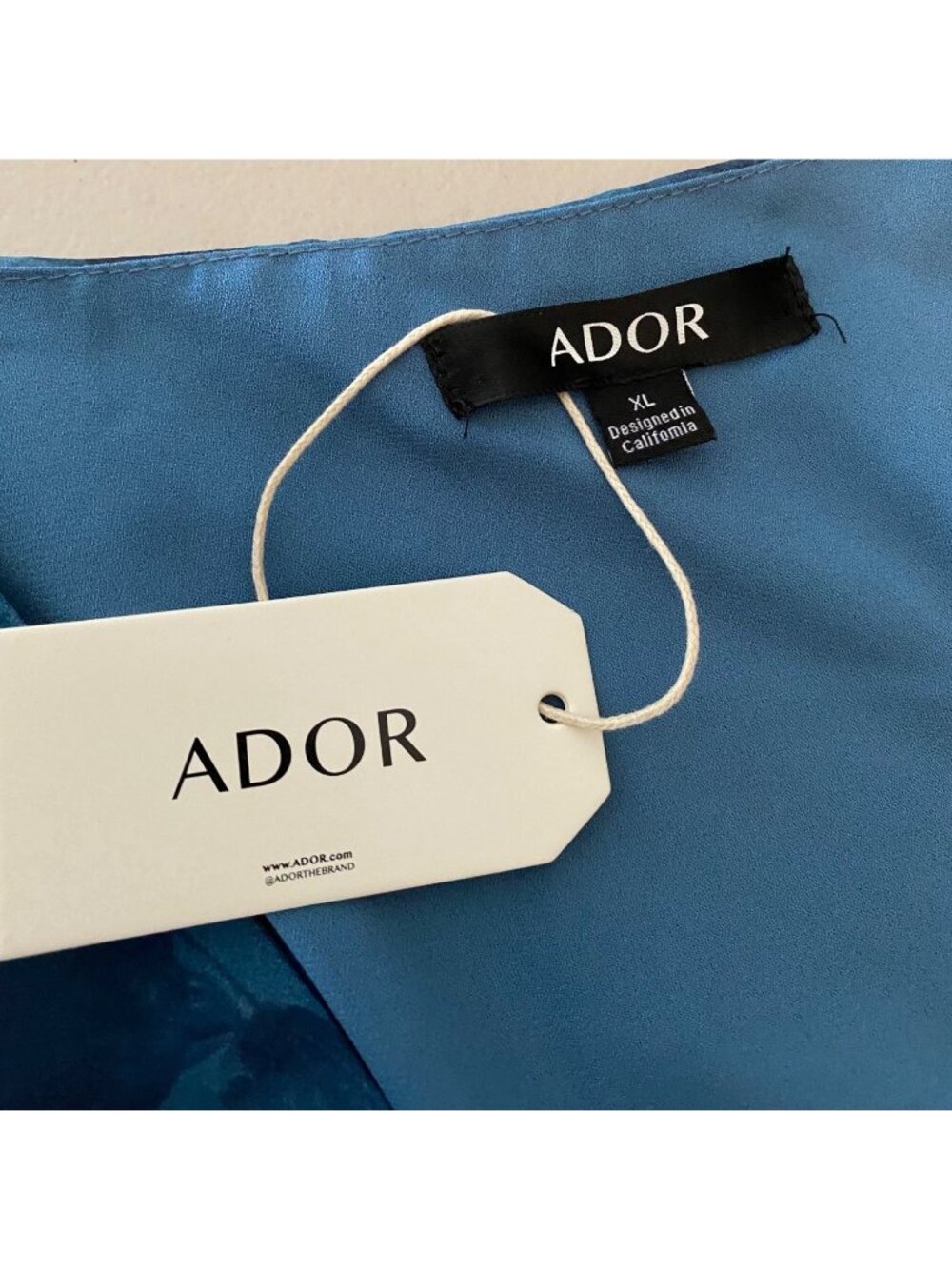 NWT Ador Blue Floral Tiered Maxi Dress Flutter Sleeves XL - Picture 4 of 10